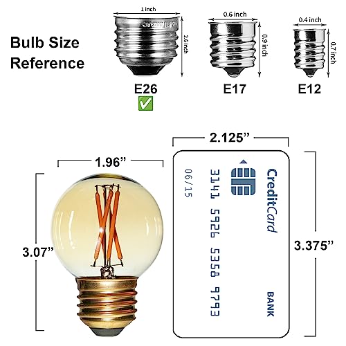 Fannis G50 G16.5 Replacement Led Bulbs, 2W Equals 20W Edison Bulb, E26 Base 2200K Warm Light Amber Glass Light Bulb For Vanity Light Table Lamp Floor Lamp Pendant Light Wall Sconce Household Light #TOP2