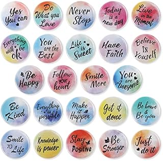 OOTSR 24PCS Inspirational Fridge Magnets, Round Watercolor Motivational Refrigerator Magnets with Encouragement Quote Words for Whiteboard Locker Decor