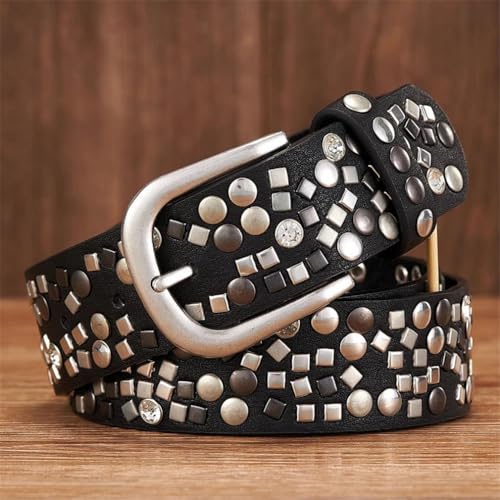 3.7Cm Pu Leather Rivet Belts Women Studded Strap For Jeans3
