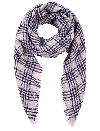 Bess Bridal Women's Plaid Blanket Winter Scarf Warm Cozy Tartan Wrap Oversized Shawl Cape (One Size, Griege) - Thumbnail 4