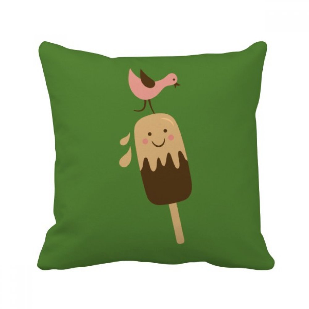 Coussin multicolore visage chocolat et oiseau, une idée cadeau idéale pour décoration maison
