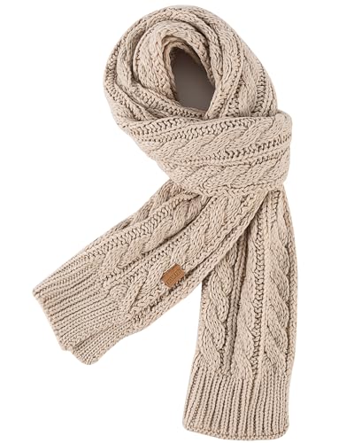 PIOZAED Women's Chunky Cable Knit Scarf，Ultra-Warm and Cozy Winter Long Thick Scarf...