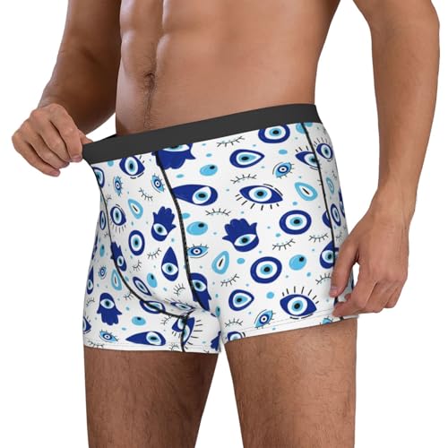 vintage blue evil eye Mens Underwear Boxer Briefs, Comfort Breathable Boxers For Men Regular4