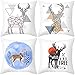 śWiąTeczna Poszewka na Poduszkę 18x18 cali 45x45cm Modern Art Renifer Elk Deer Rzuć Poszewka na Poduszkę Home Dekoracyjna z Niewidocznym Zamkiem Cute Animal Poszewki