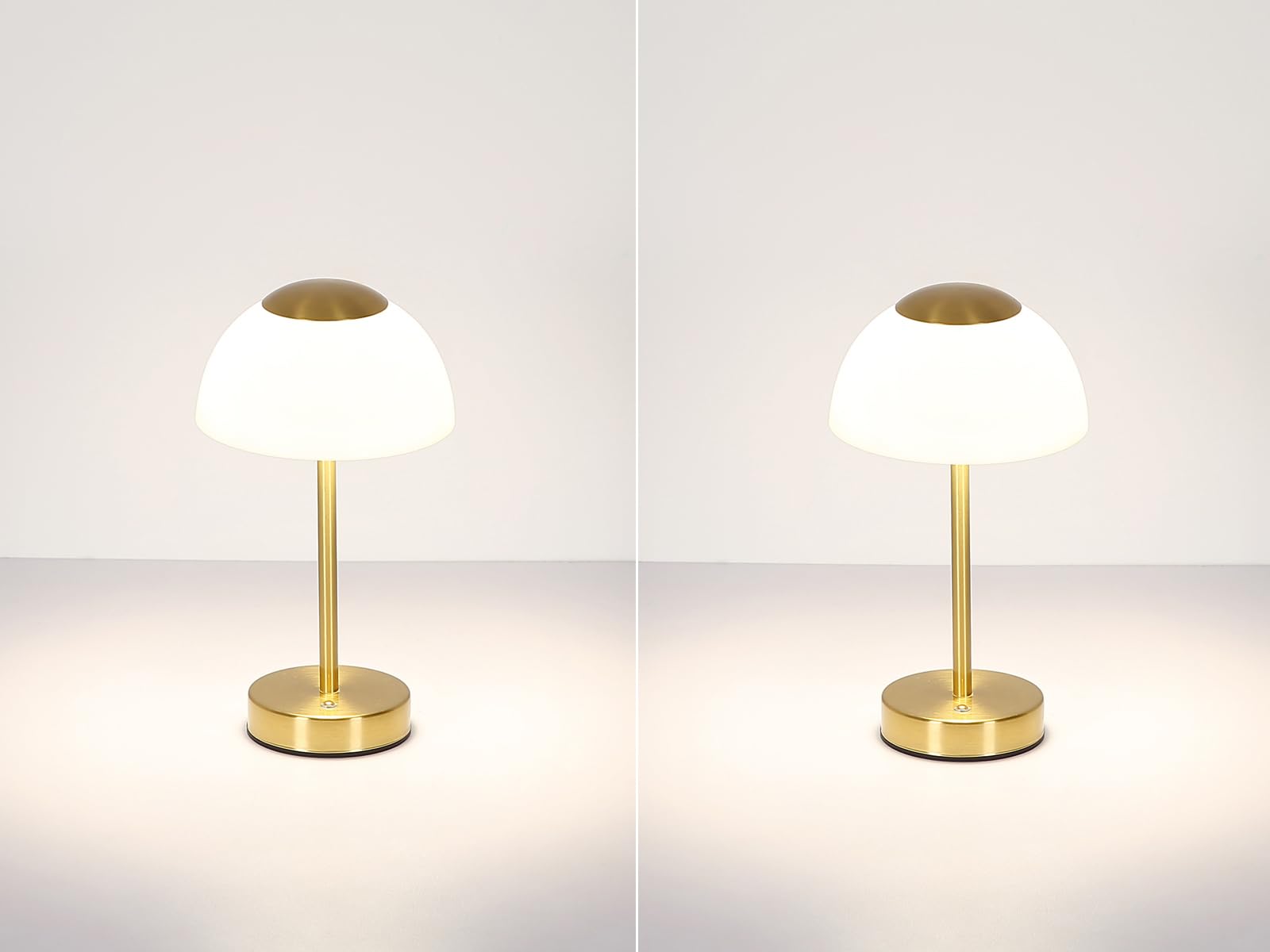 2er Set dimmbare Akku Tischleuchten per USB aufladbar, Messing Höhe 31cm