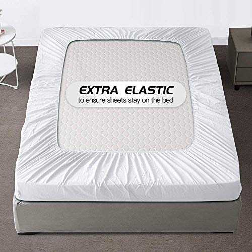 Image of All Around Brushed Microfiber Double Bed Fitted Sheet - (72 x 78) Inches - 10'' Deep Pocket Elastic Fitted Bedsheet + 1 Pillow Cover 400 Series Extra Soft & Easy Fit - White