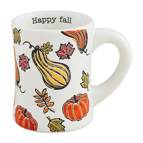 Mud Pie Thanksgiving Pattern Mug, Happy, 14 oz
