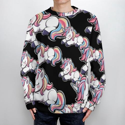 Cute Unicorm Men's Crew Neck Sweater Knit Pullover Women Casual Long Sleeve Crewneck Loose Fit Top4