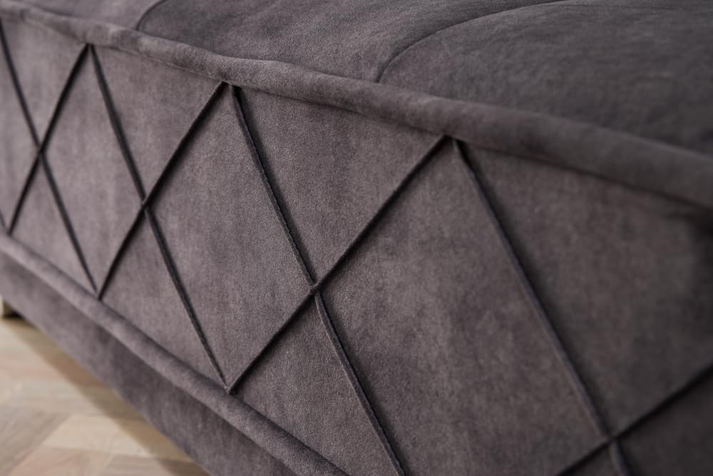 XXL Ecksofa DECADENCIA - 320cm - dunkelgrau - Samt - inkl. Kissen