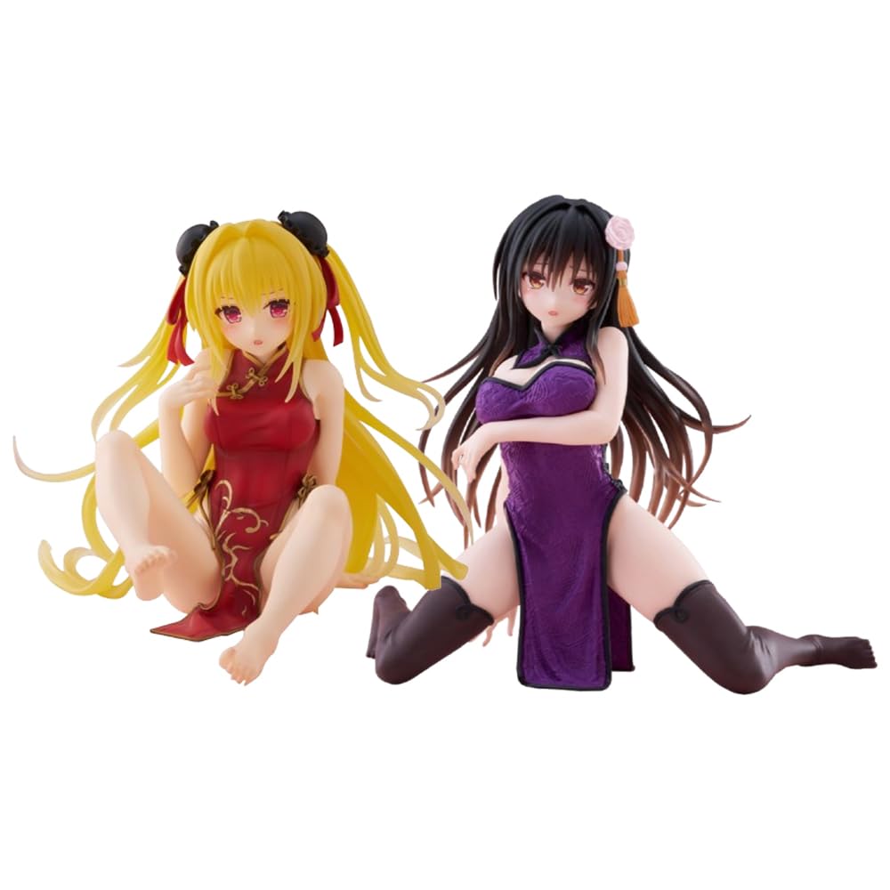 Zhongkaihua Figura de acción de anime Girl Cheongsam Kotegawa Yui/Konjiki no Yami, figura de acción de PVC, 13 cm, modelo de figura, decoración de escritorio, adornos, regalos hechos a mano, figuras