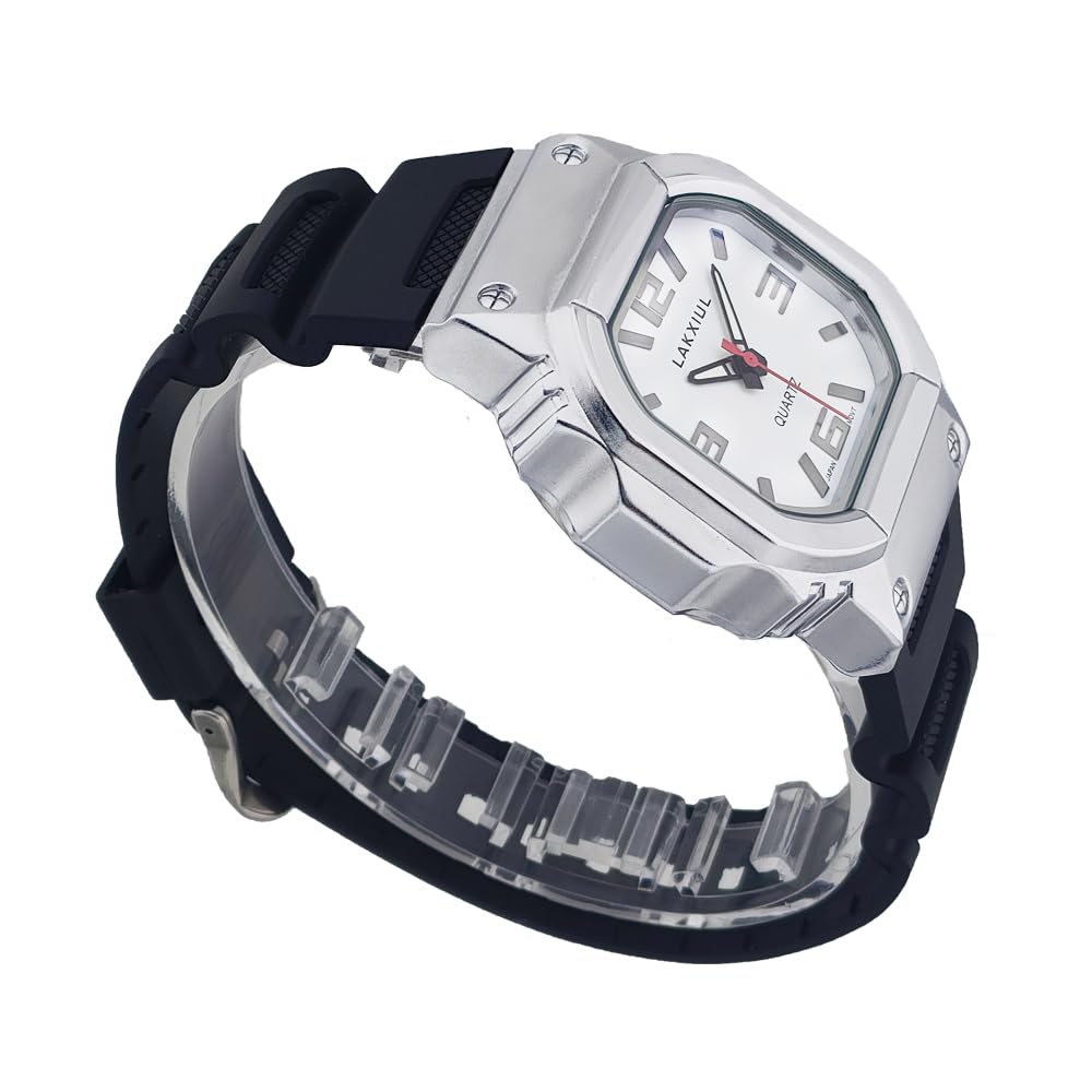 Reloj de voz en inglés para ciegos, personas con discapacidad visual o ancianos, caja plateada, correa negra