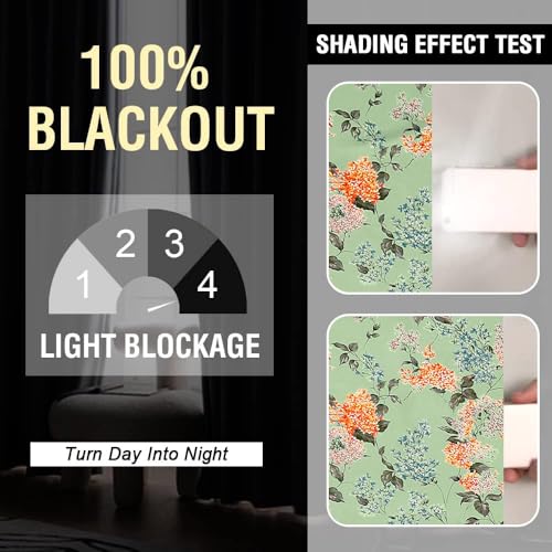 Image of Cloth Fusion Printed 100% Blackout Door Curtains 7 Feet Long Set of 2, Room Darkening Parda with Stainless Steel Grommets for Home Decor (7x4.5 Feet, Green Coral)