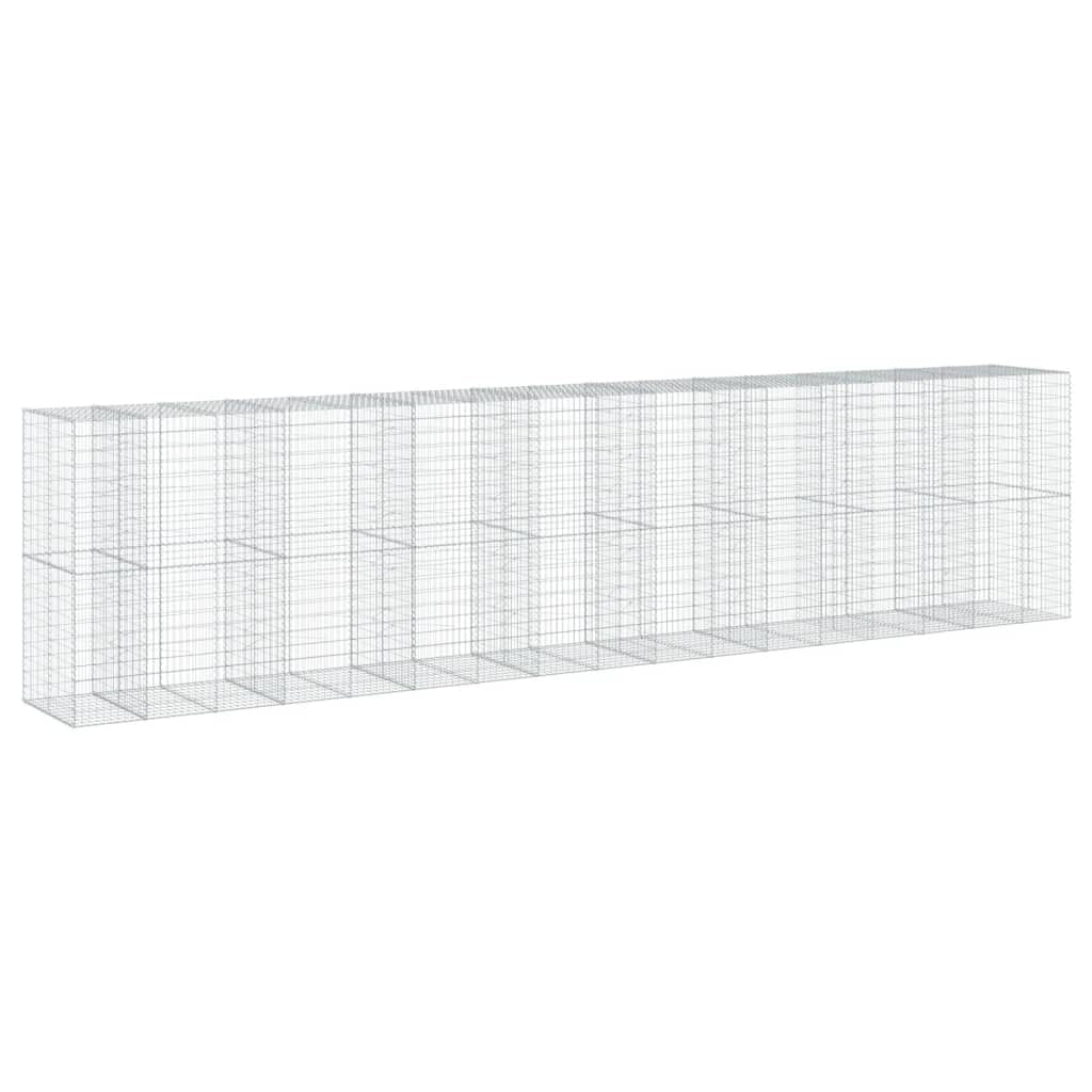 Gavión con tapa 850 x 100 x 200 cm de hierro galvanizado para jardín y paisajismo, muro de contención y protección visual, rejilla metálica robusta con gancho espaciador para estabilización,