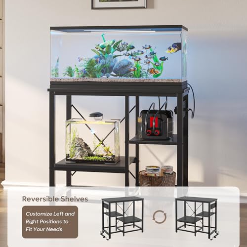 image for Bestier 20-29-37 Gallon Fish Tank Stand with Power Outlet, 30x13 Metal