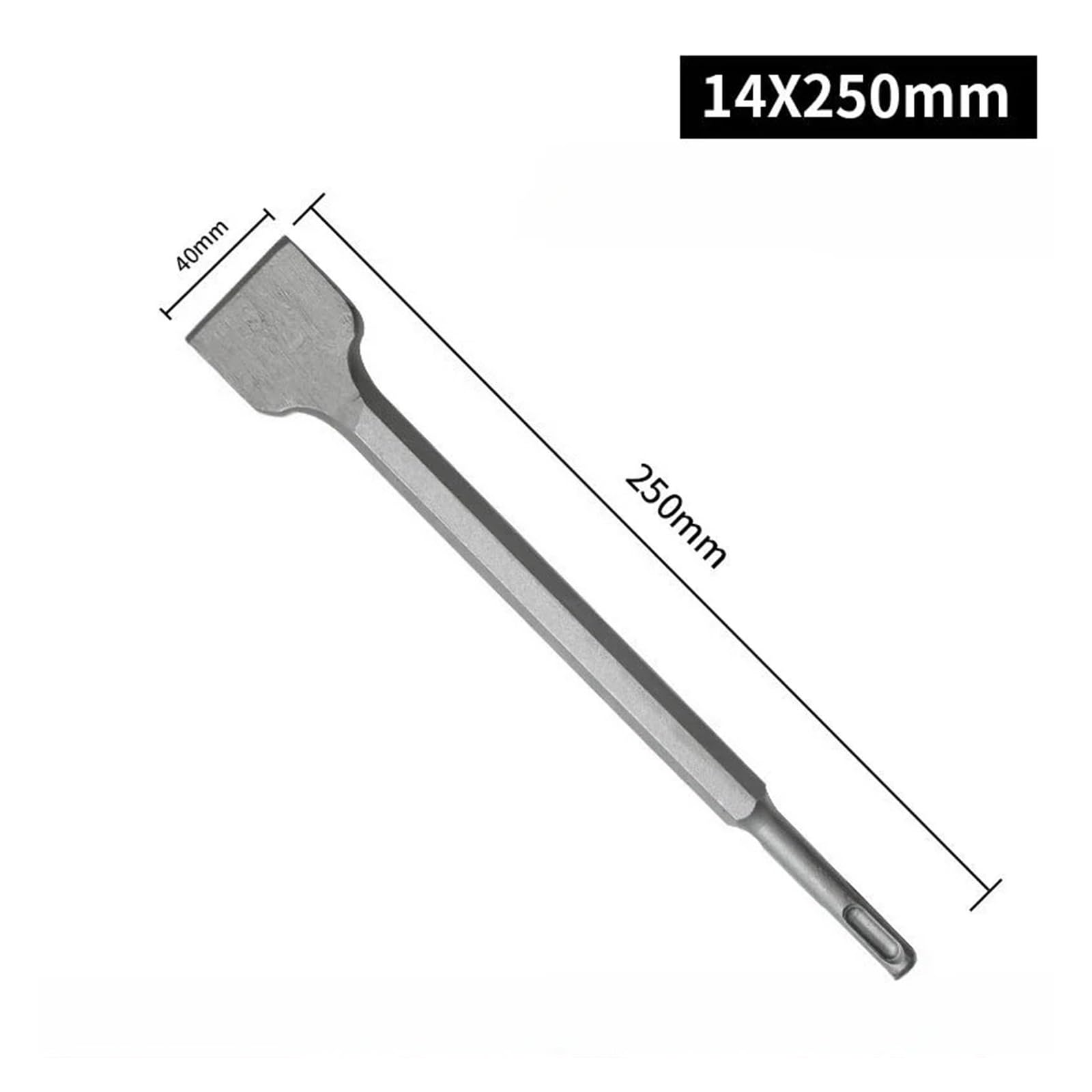Cincel SDS/Plus de 250 mm con Mango Redondo, Martillo eléctrico, Punta ranurada, cincel Plano, Herramientas de mampostería for hormigón, ladrillo, Pared, Roca(Widened Flat Chisel)