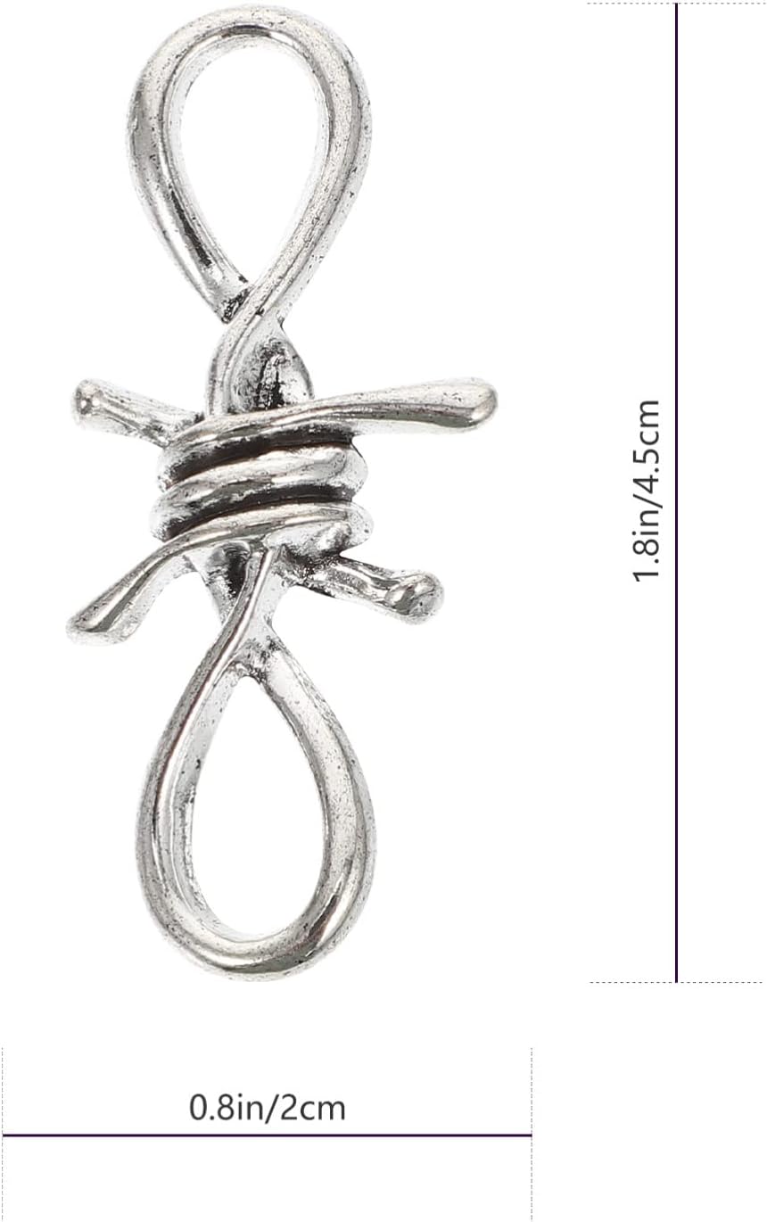 30Pcs Alloy Barbed Wire Chain Necklace Thorn Pendant DIY Hand Chain Charms DIY Bracelet Necklace with Jump Rings Lobster Clasps Jewelry Making Accessories 4. 5X2cm - Image 2