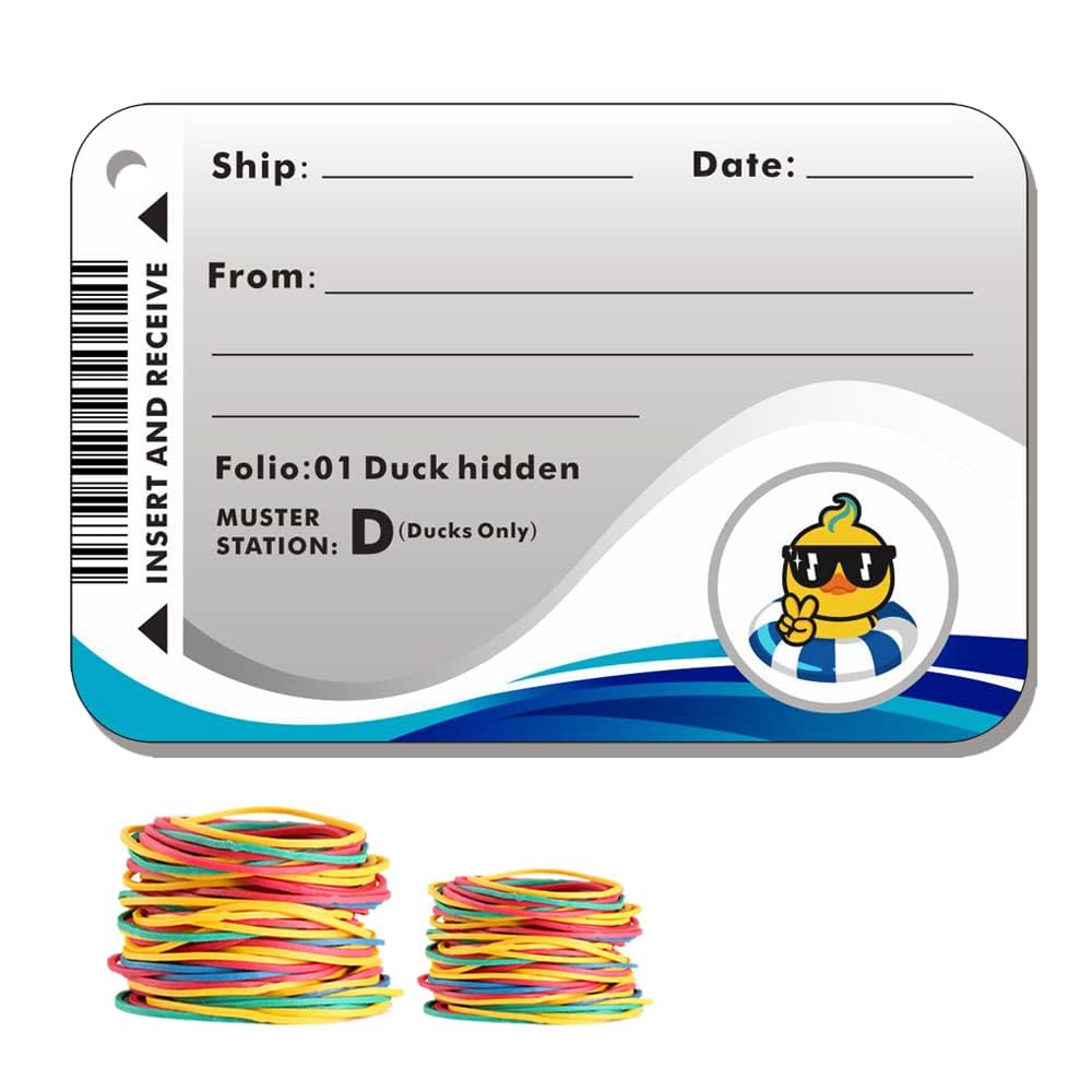 Ducks Tag,Cruising Rubber Duck Tags, Ducking Game Card, 35 Pack, 2.5 x 3.7 inches, with Hole and Rubber Bands, Theme Cruising Platinum Duck Tag (