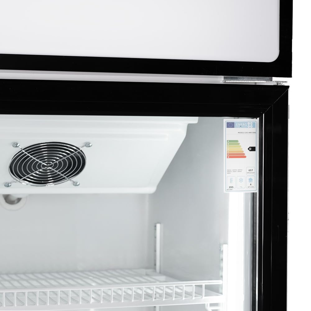 Cleiton® Armario Expositor Refrigerador 1 Puerta de Cristal 300 Litros Doble Cristal Templado Refrigeracion Ventilada Antivaho 600x550x1950 mm | Vitrina Expositora Refrigerada | Nevera Frio Bebidas
