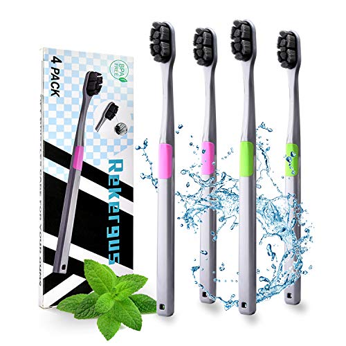 Rekergus Adult Extra Soft Toothbrush with 10,000 Bristles,Micro Nano Manual Toothbrush Excellent Cleaning Effect,Protect Sensitive Gums(4PCS)