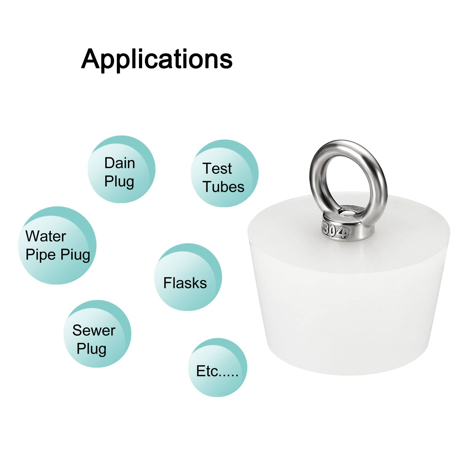 Sourcing Map Konischer Silikon-Gummistopfen – 27–36 Mm, Mit Ring, Für Labor, Reagenzgläser, Abfluss Und Wasserrohre, Weiß