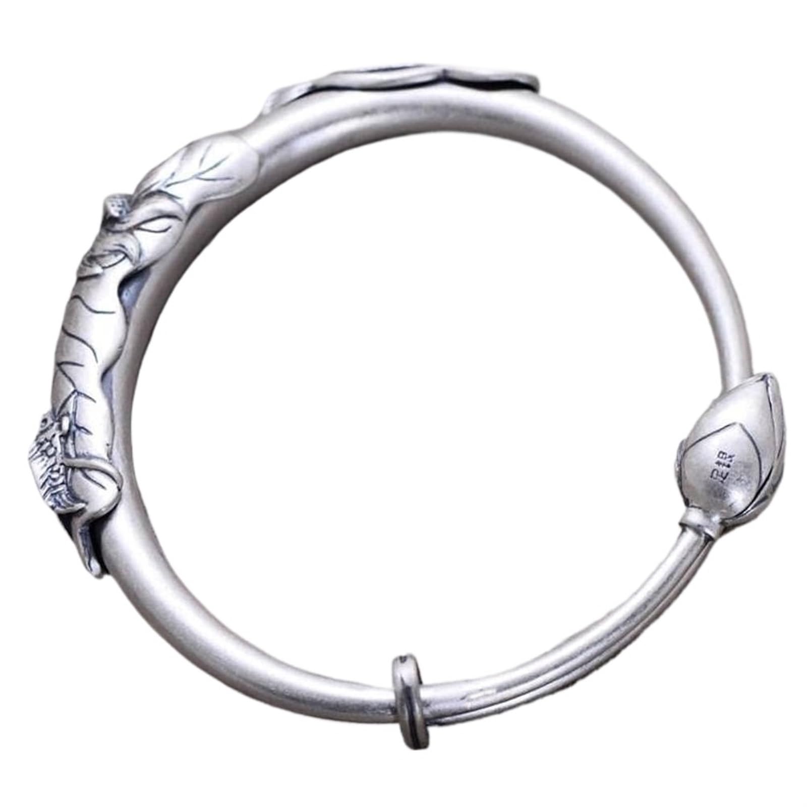Bracciale in argento, bracciale rigido alla moda, braccialetto in argento S999 gioielli con carpa smerigliata invecchiata, figura in rilievo, braccialetti femminili, i braccialetti possono essere rega