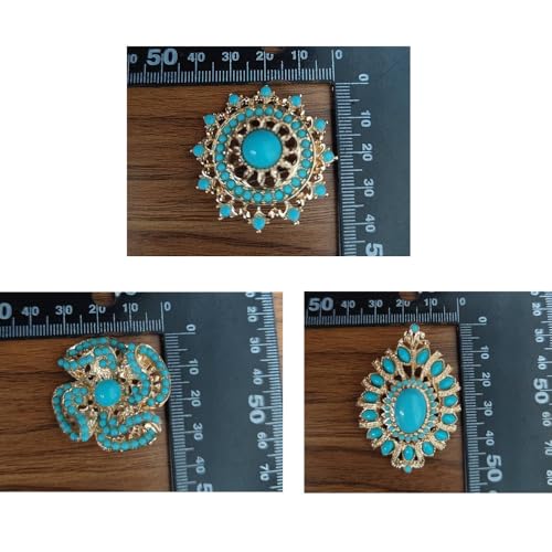 Image of Baroque Turquoise Bead Brooch Pin for Women Men Gold Tone Fashion Blue Birthstone Geometric Filigree Brooches Lapel Pins Dainty Dress Accessories Birthday Anniversary Jewelry Gift