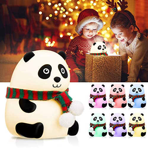 Luz de Noche Bebé, Elfeland Lámpara Infantil LED Luces de 7 Colores Control Táctil Silicona Suave USB Recargable 1.5W 1200MA Luz Nocturna Niños para Regalo Habitación de Bebé Dormitorio Estudio