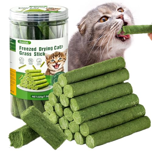 Glaublieb 225g Palitos de Hierba Gatera Liofilizado, Golosina de Hierba Gatera para Gatos, Snack Liofilizado para Eliminar Las Bolas de Pelo y Limpiar los Dientes