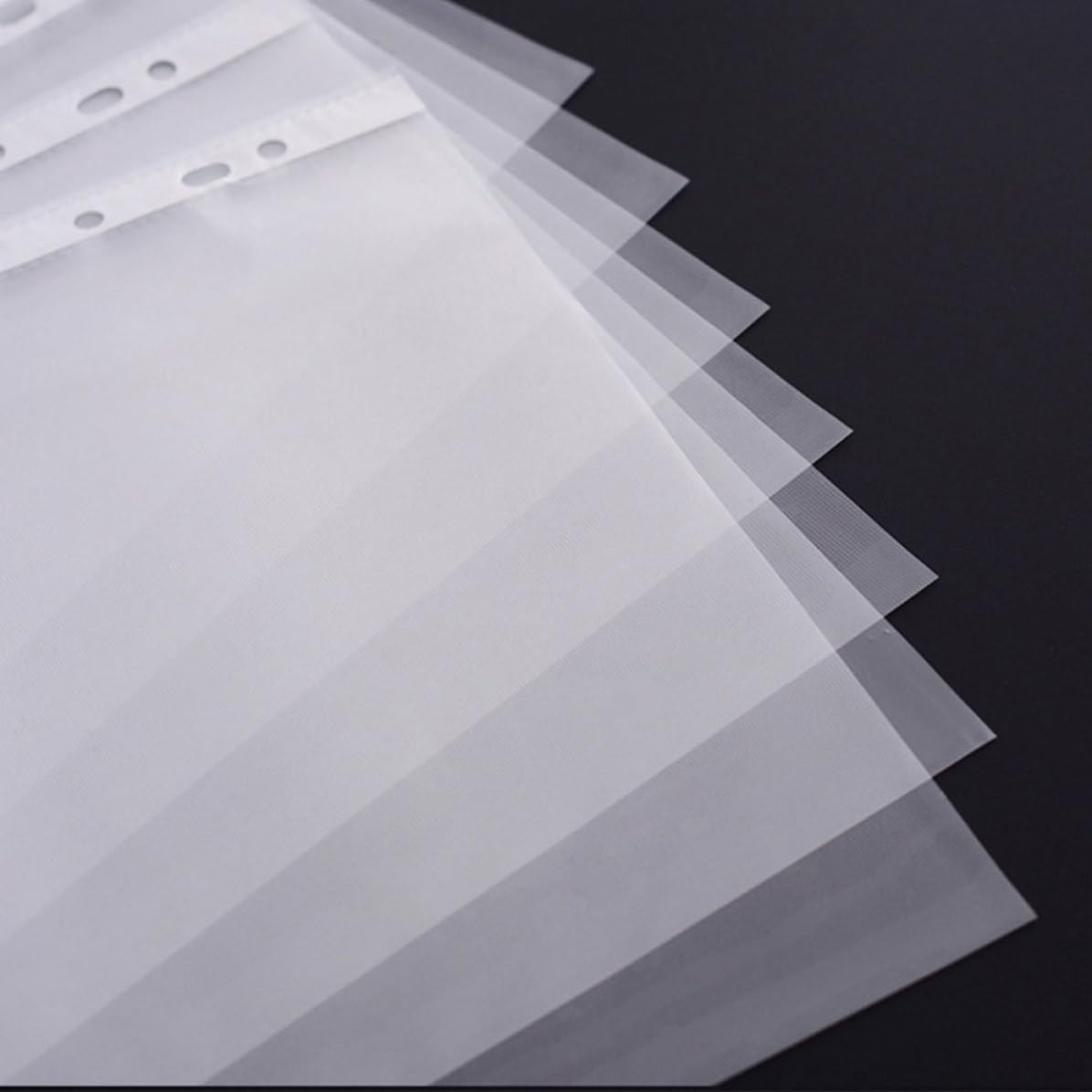 SECFOU Protector de Archivos Transparente A4 11 Orificios, 100 Fundas de Pvc para Oficina y Colegio, Funda Protectora Ligera y Fácil de Limpiar