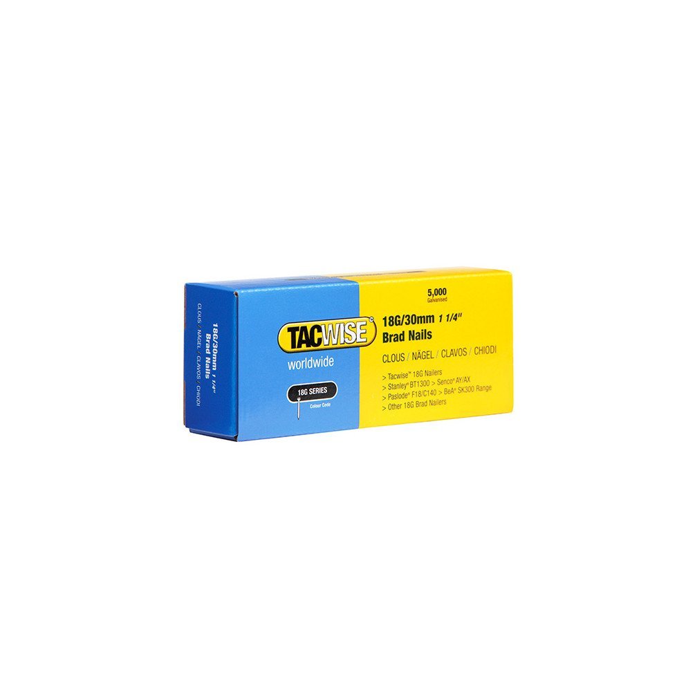 10000 Tacwise 18 Guage 30mm Brad Nails Galvanised for Nail Guns 18G - 0397