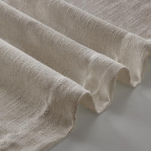 Image of TWODRAPES Pinch Pleated Linen Curtains 78 Inches Long for Living Room 2 Panels Set Greyish Beige Flax Double Pleated Drapes Back Tab Farmhouse Cabin 78 Inch Window Curtains Bedroom Burlywood Birch