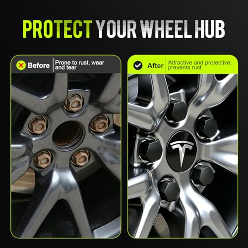 Image of Tesla Model 3 Y S X Wheel Cap Kit 4 Hub Center Cap + 20 Lug Nut Cover (White)