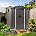 Shintenchi 5x3 FT Outdoor Storage Shed with Window, Lockable Outdoor Waterproof Tool Storage Sheds, Weather Resistant Tool Storage House Shed for Garden, Backyard, Patio Utility and Tool Storage, Gray