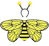 Creatoy Bee-Wings Kids Honey bee Costume with Antenna Headband Toddler Insect Bug Dress Up for Play Girls Fairy Wings Bee Outfit for Boys Girls Birthday Party Supplies Halloween Favors