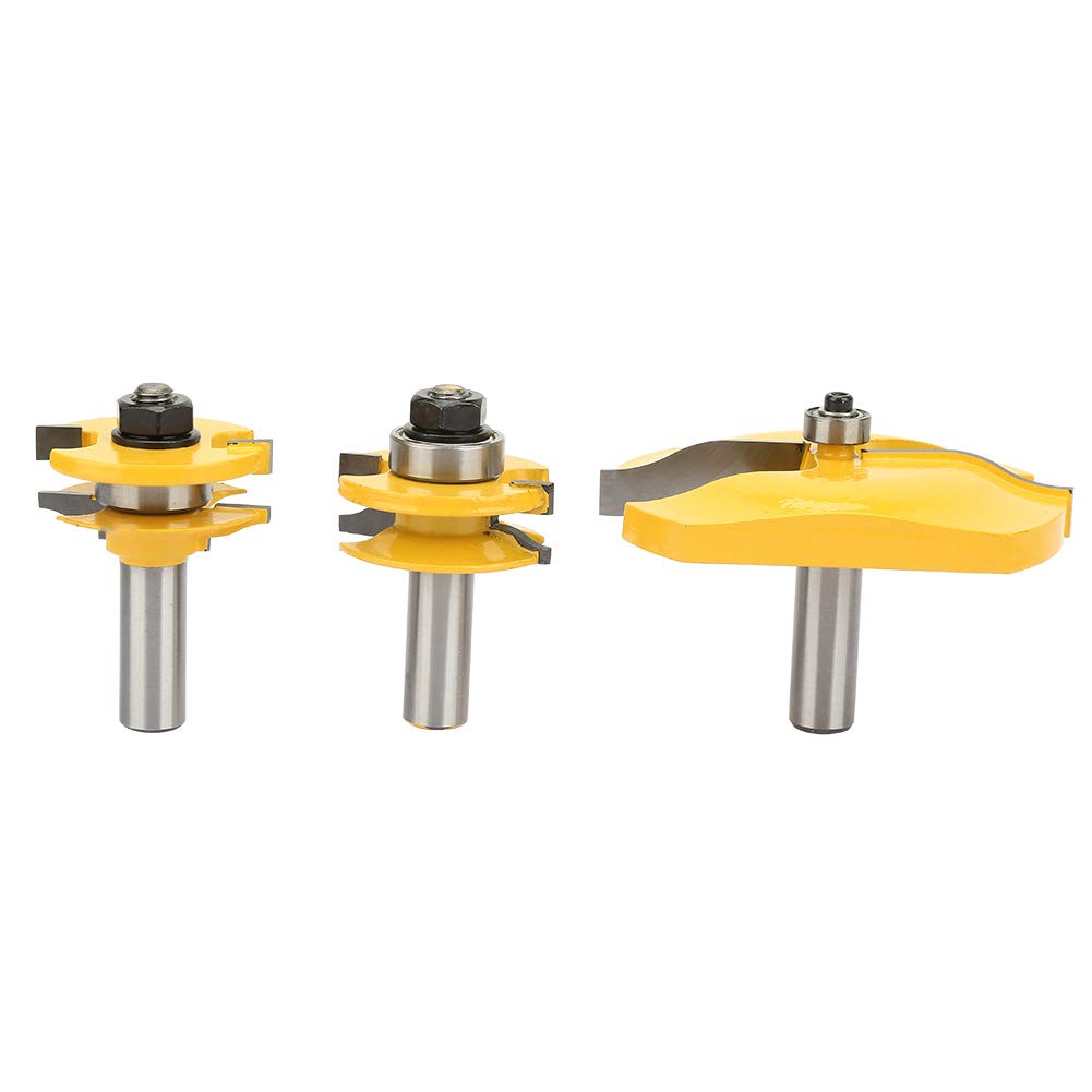 Ogee Raised Panel and Rail and Stile Router Bits - 3 Piece Woodwork Milling Cutter Set with 1/2 Inch Shank, Solid Hardened Steel Bodies with Micro Carbide Blades