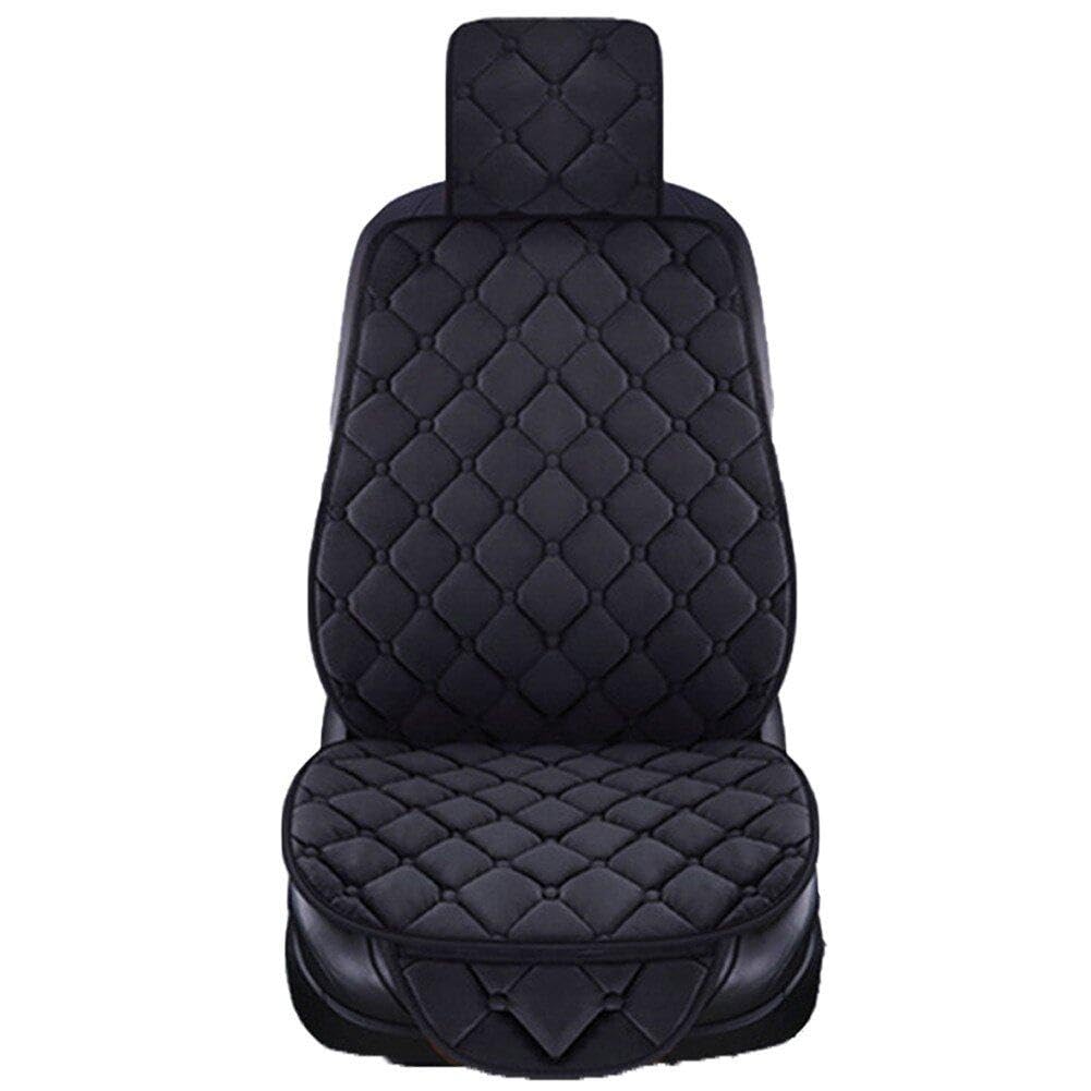 Sanfly Front Black 2Pcs Plush Car Seat Cover Set Universal Pink Seat Cushion Auto Seat Protector Mat Automobile Covers Fit Most Car Interior Accessories