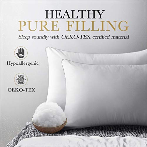 Viewstar Pillows Standard Size 2 Pack Side Sleeping Bed Pillow Hotel Quality Hypoallergenic Down Alternative for Allergy Sufferers Easy Care Premium Quality for Side Back Stomach Sleepers, 20 x 26