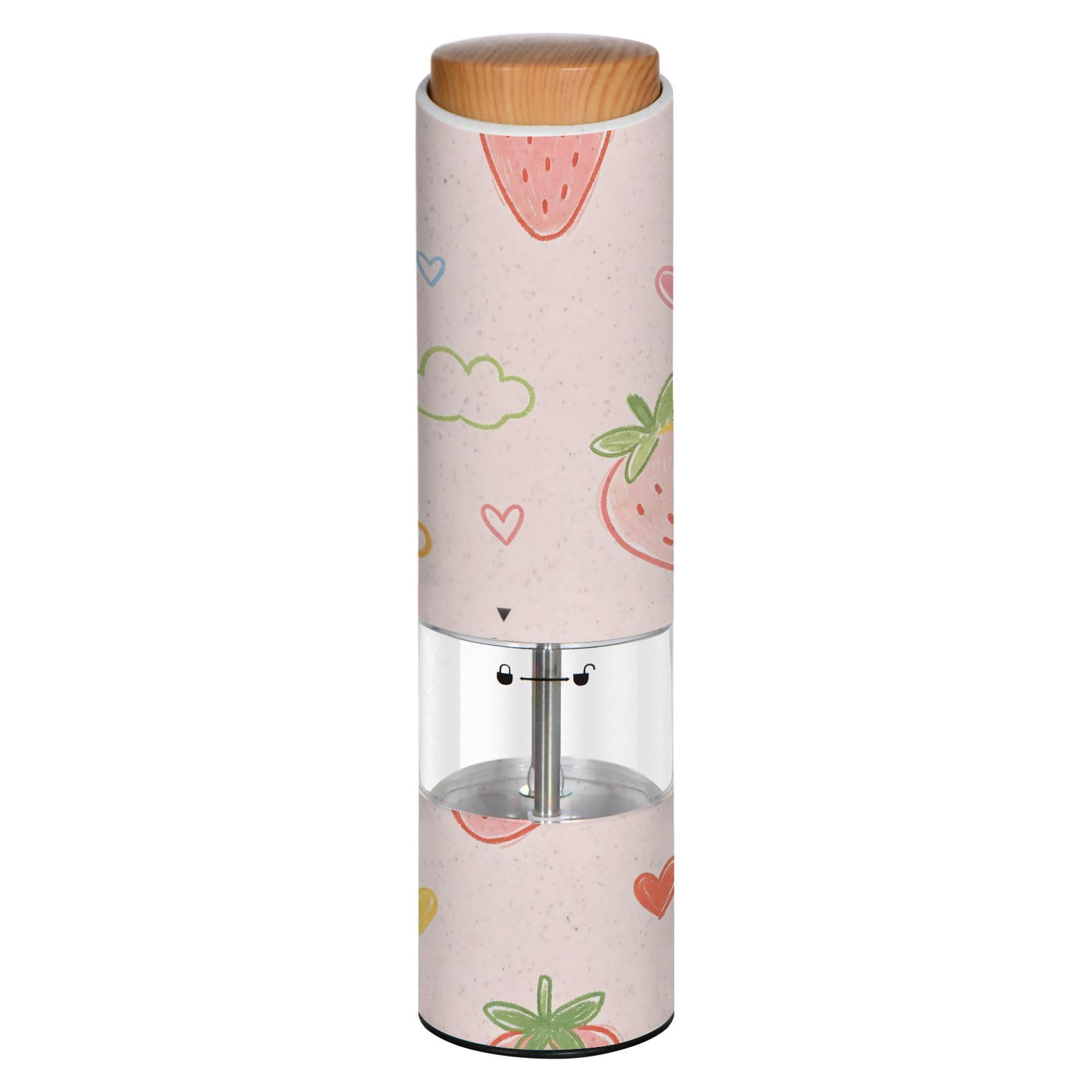 Juego de molinillos recargables con grosor ajustable y fresa rosa para sal y pimienta