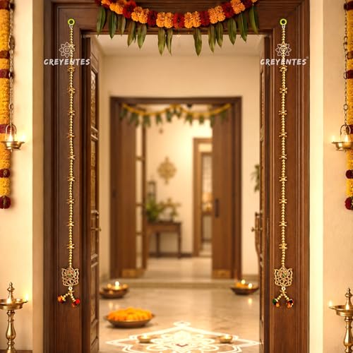 Image of CREYENTES Torans for Entrance Main Door for Stylish Decoration Hangings Home Thoranam Traditional Bandarban Dwar Bandhan Jhumar Pooja Room Decor(Ganesh Latkan)
