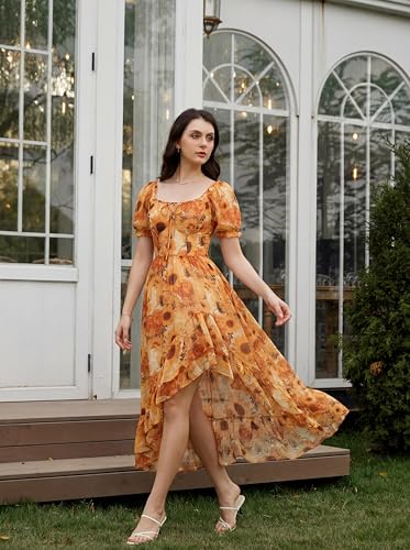 Image of Scarlet Darkness Corset Dresses for Women Summer 2026 Floral Wedding Guest Chiffon Sundress