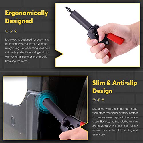 Mardatt 42Pcs Plastic Rivet Gun Set W 40Pcs 4Sizes Nylon Blind Rivets And 1Pcs Bonus Fastener Removal Tool, Hand Riveter Suitable For Automotive And More #TOP3
