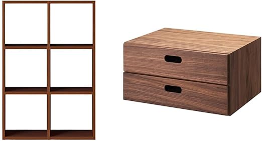 Amazon 無印良品 スタッキングシェルフセット 3段 幅 奥行28 5 高さ121cm スタッキングチェスト ハーフ 引出し 2段 ウォールナット材 幅37 奥行28 高さ18 5cm セット買い オープンシェルフ ラック オンライン通販