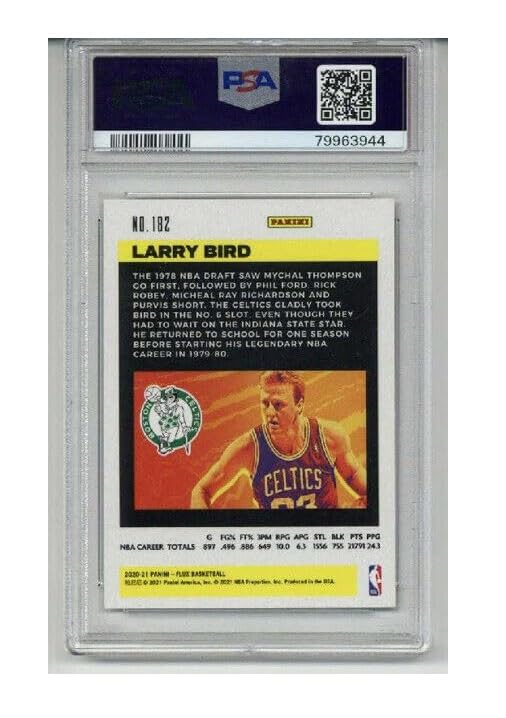 Amazon.com: 2020 PANINI FLUX #182 LARRY BIRD CARD BOSTON CELTICS PSA 10 LOW  POP 3 RARE : Collectibles & Fine Art