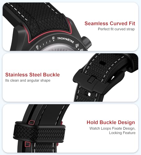 Image of BONACE Bands for Moonswatch Watch,Curved SIlicone Strap Compatible with Omega X Swatch 20mm Watch,Swatch Omega Moonswatch Speedmaster Replacement No Gap Strap Men Women