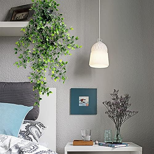 MARTHA&IVAN Fake Plants Artificial Hanging Plants Trailing Potted Plants Indoor (Hanging ivy plant-black potted-1 pack)