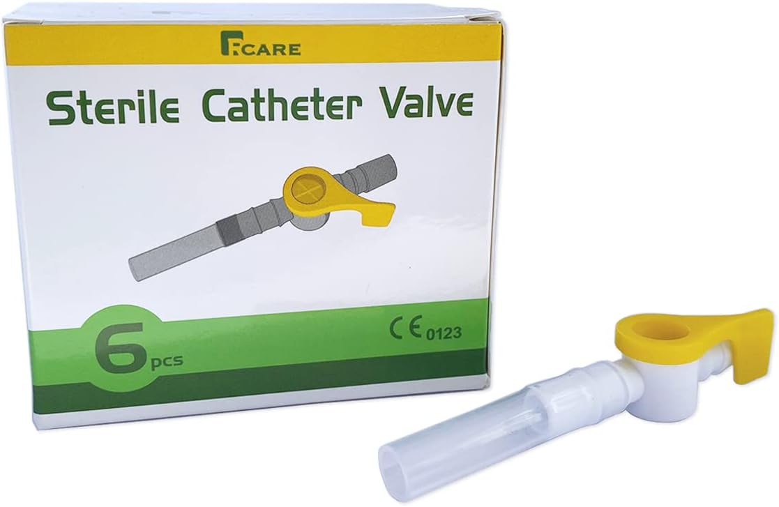RCARE Catheter Valves (Pack of 6), Sterile Urine Drainage Bag Valve