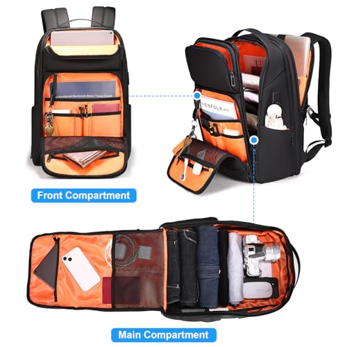 FENRUIEN 17 Inch Travel Backpack for Men, Expandable Water Resistant Computer Backpack with USB Port, Black Laptop Bag for Business/College/Work3