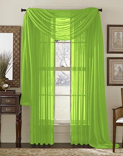 Juego de 3 Cortinas Transparentes con Costuras para Ventana y Bufanda, de Interior, 2 Paneles y 1 Bufanda a Juego