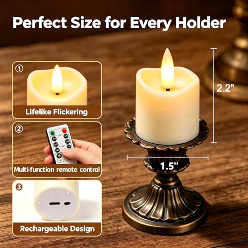 Image of Rechargeable Flameless Candles with Remote Timer | 6pcs Flickering Tea Lights Candles Battery Operated, Votive Fake Candles For Easter Wedding Halloween Christmas Home Decor