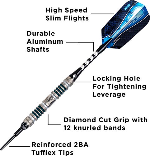 Viper by GLD Products Astro 80% Tungsten Soft Tip Dart Set with Case, Green Rings, 18 Grams (21-3277-18)